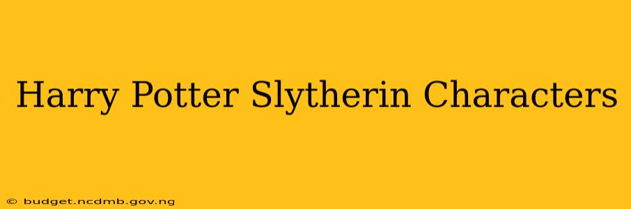 Harry Potter Slytherin Characters