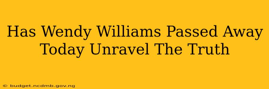 Has Wendy Williams Passed Away Today Unravel The Truth
