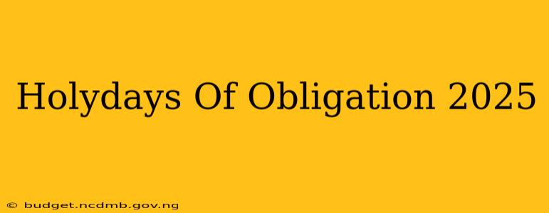 Holydays Of Obligation 2025