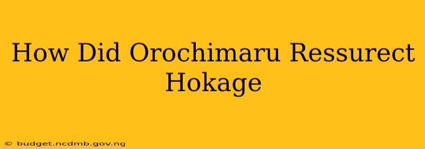 How Did Orochimaru Ressurect Hokage
