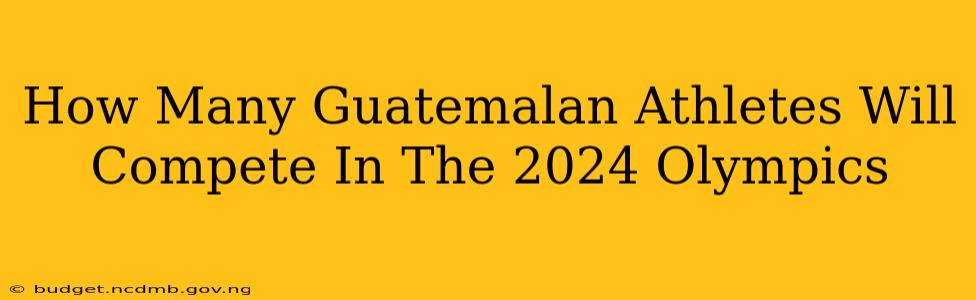 How Many Guatemalan Athletes Will Compete In The 2024 Olympics