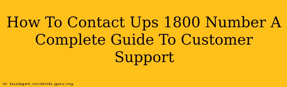 How To Contact Ups 1800 Number A Complete Guide To Customer Support
