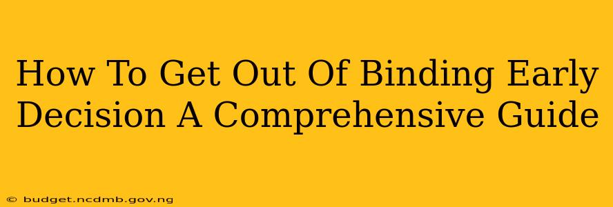 How To Get Out Of Binding Early Decision A Comprehensive Guide