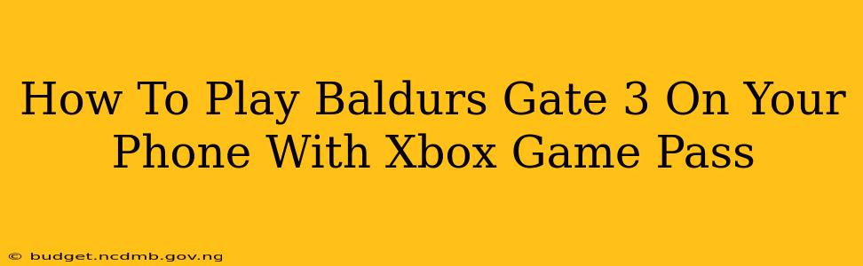 How To Play Baldurs Gate 3 On Your Phone With Xbox Game Pass