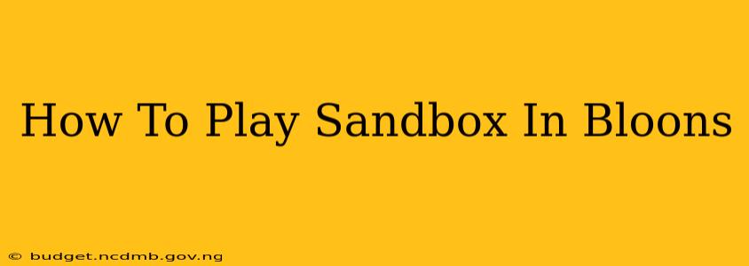 How To Play Sandbox In Bloons