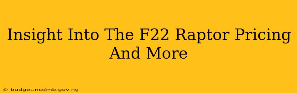 Insight Into The F22 Raptor Pricing And More