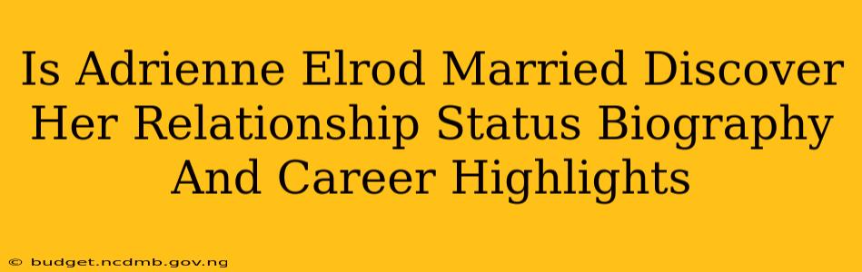 Is Adrienne Elrod Married Discover Her Relationship Status Biography And Career Highlights