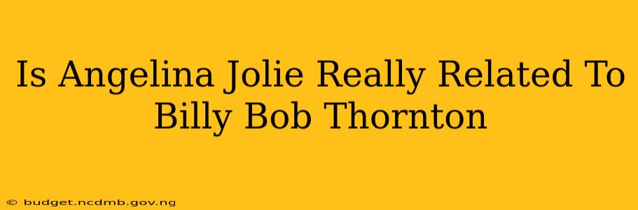 Is Angelina Jolie Really Related To Billy Bob Thornton