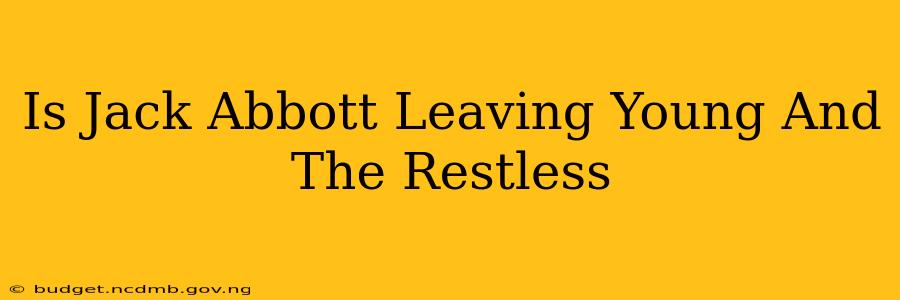 Is Jack Abbott Leaving Young And The Restless