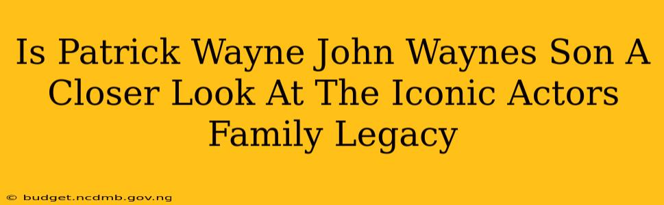 Is Patrick Wayne John Waynes Son A Closer Look At The Iconic Actors Family Legacy