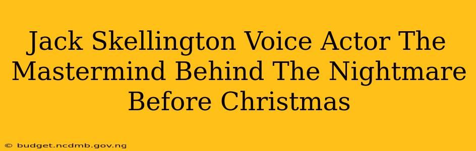 Jack Skellington Voice Actor The Mastermind Behind The Nightmare Before Christmas