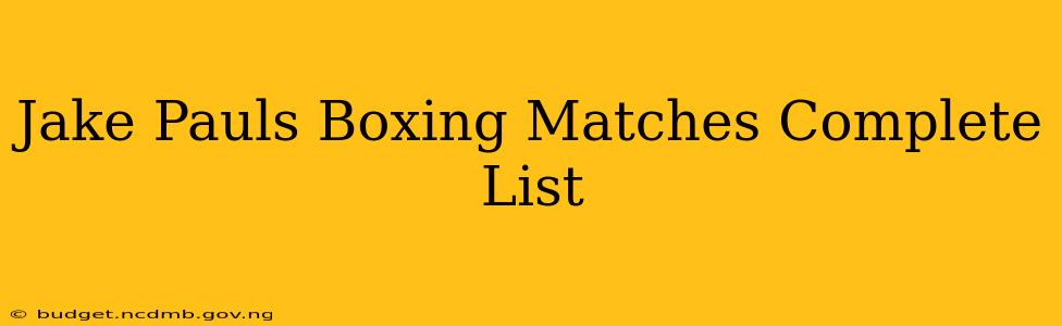Jake Pauls Boxing Matches Complete List