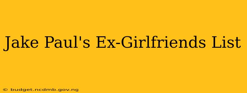 Jake Paul's Ex-Girlfriends List