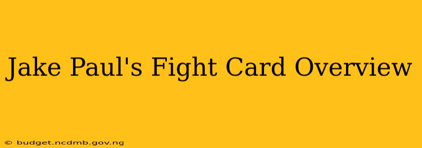 Jake Paul's Fight Card Overview