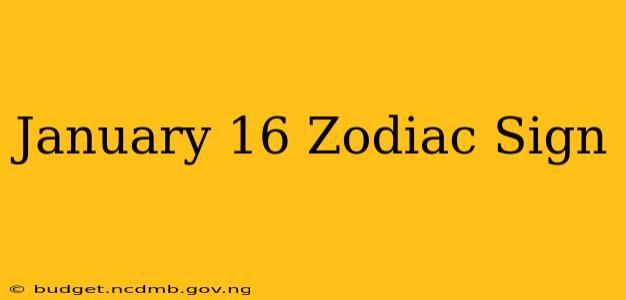 January 16 Zodiac Sign