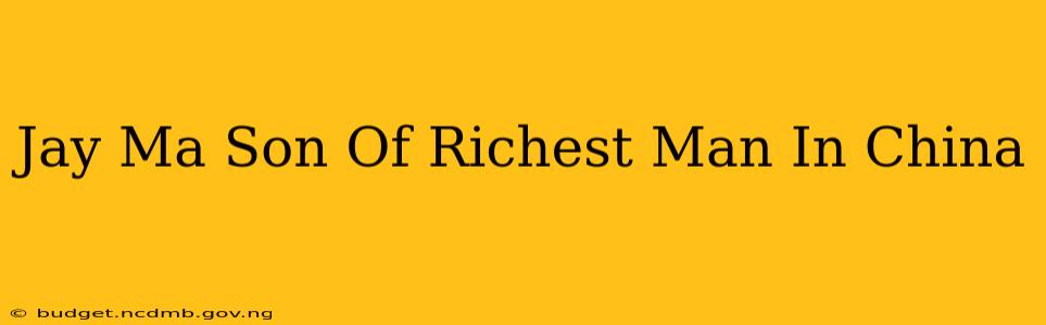 Jay Ma Son Of Richest Man In China