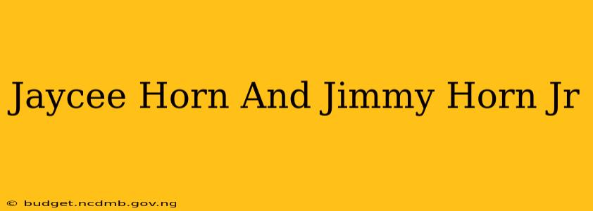 Jaycee Horn And Jimmy Horn Jr