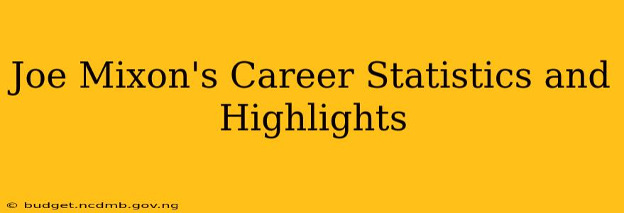 Joe Mixon's Career Statistics and Highlights