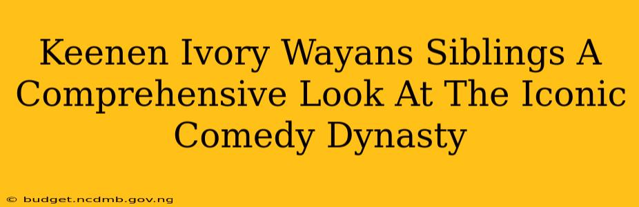 Keenen Ivory Wayans Siblings A Comprehensive Look At The Iconic Comedy Dynasty
