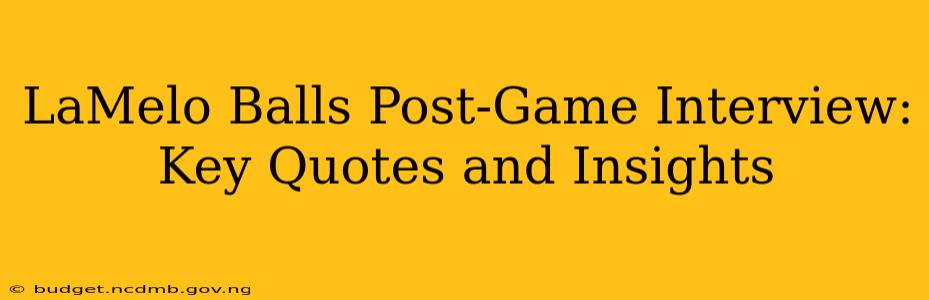 LaMelo Balls Post-Game Interview: Key Quotes and Insights