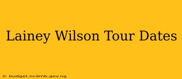 Lainey Wilson Tour Dates