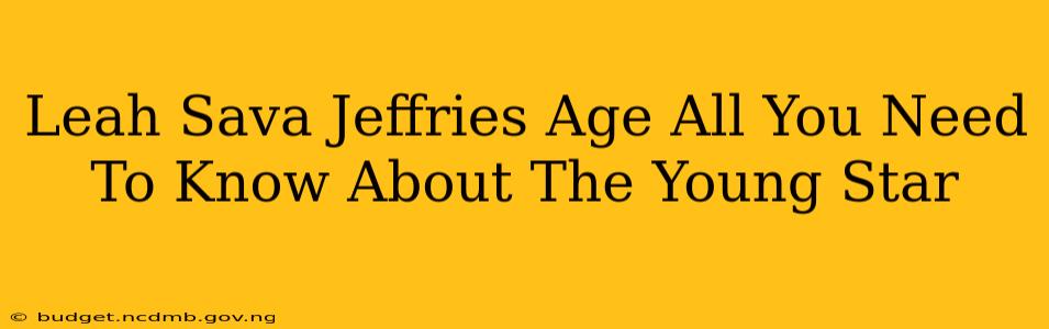 Leah Sava Jeffries Age All You Need To Know About The Young Star