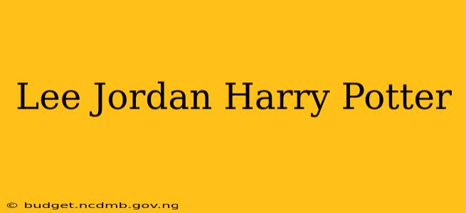 Lee Jordan Harry Potter