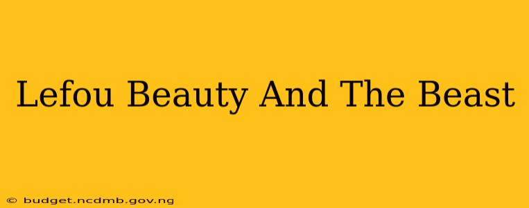 Lefou Beauty And The Beast