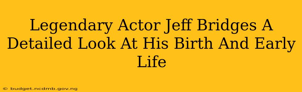 Legendary Actor Jeff Bridges A Detailed Look At His Birth And Early Life