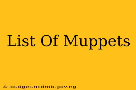 List Of Muppets