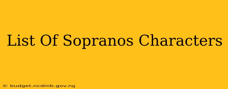 List Of Sopranos Characters