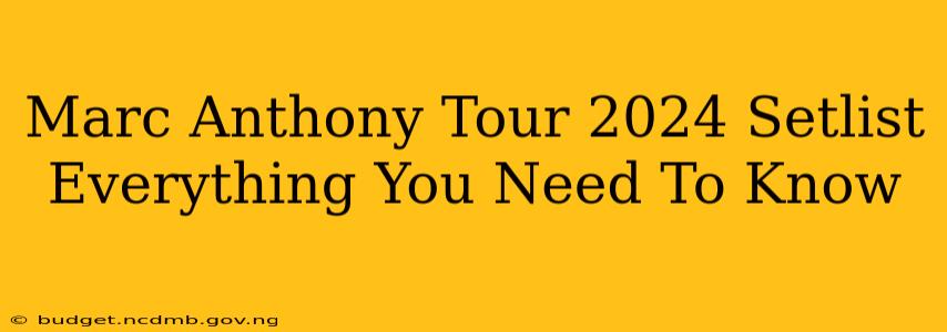 Marc Anthony Tour 2024 Setlist Everything You Need To Know