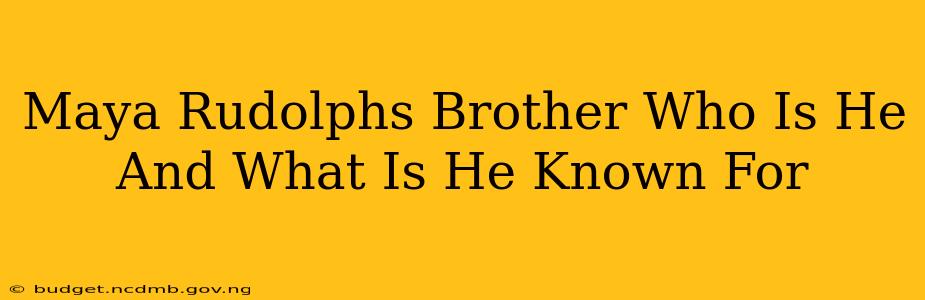 Maya Rudolphs Brother Who Is He And What Is He Known For