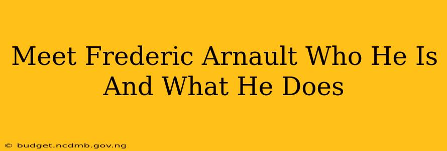 Meet Frederic Arnault Who He Is And What He Does