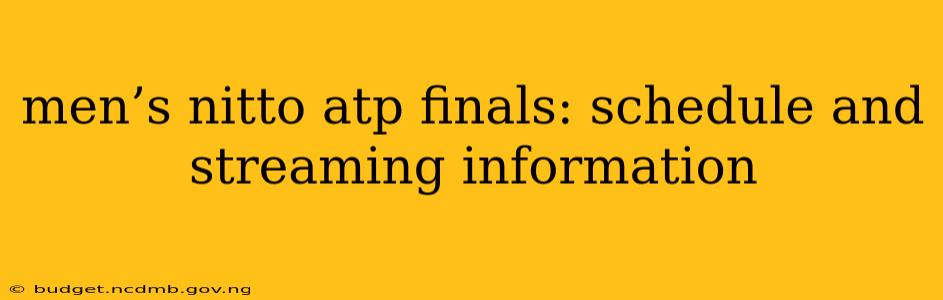 men’s nitto atp finals: schedule and streaming information