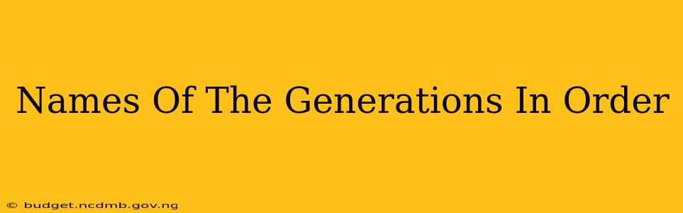 Names Of The Generations In Order