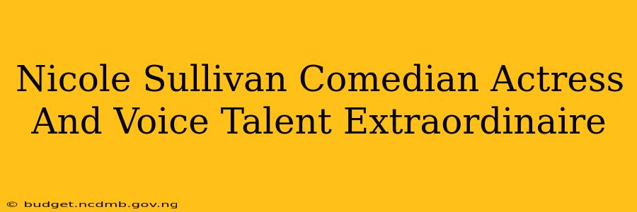 Nicole Sullivan Comedian Actress And Voice Talent Extraordinaire