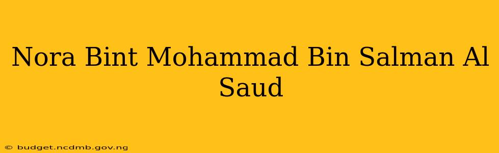 Nora Bint Mohammad Bin Salman Al Saud