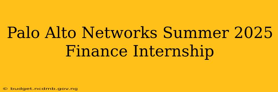 Palo Alto Networks Summer 2025 Finance Internship