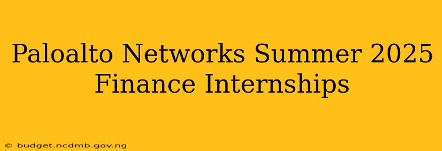 Paloalto Networks Summer 2025 Finance Internships