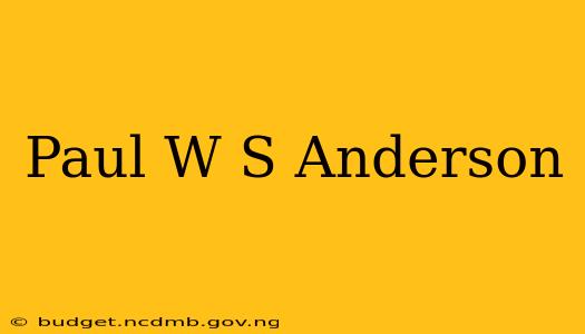 Paul W S Anderson