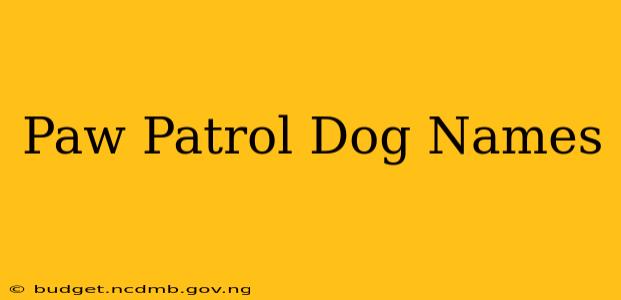 Paw Patrol Dog Names