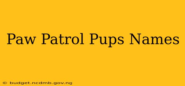 Paw Patrol Pups Names