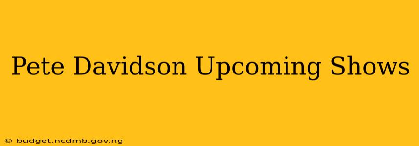 Pete Davidson Upcoming Shows