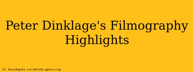 Peter Dinklage's Filmography Highlights