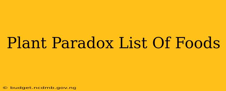 Plant Paradox List Of Foods