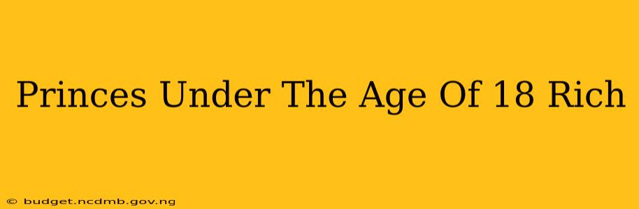 Princes Under The Age Of 18 Rich