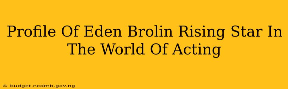 Profile Of Eden Brolin Rising Star In The World Of Acting