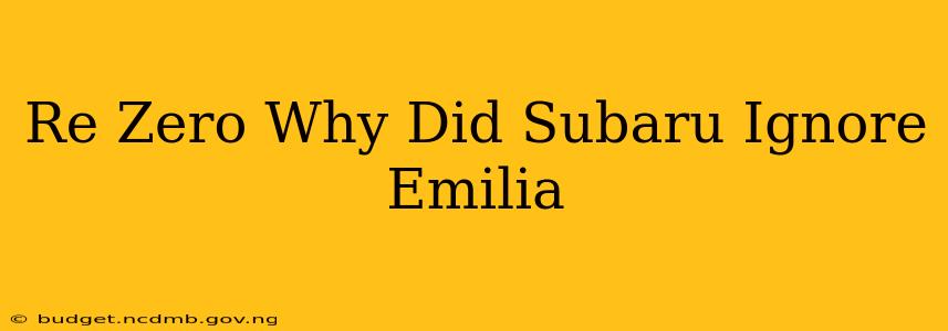 Re Zero Why Did Subaru Ignore Emilia