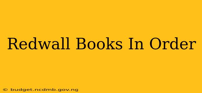 Redwall Books In Order